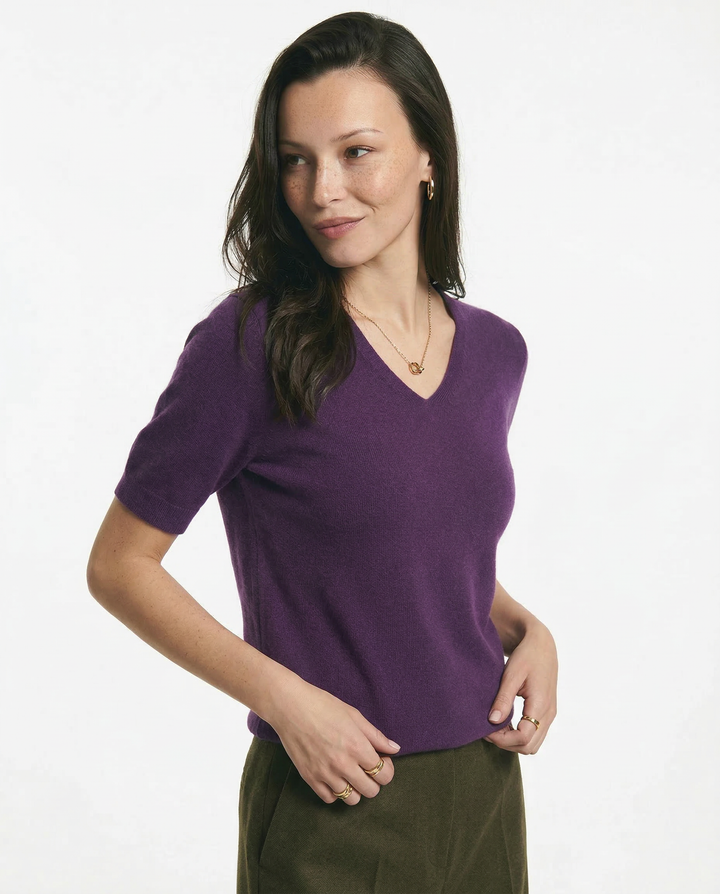 Morgan & Brooke | Ivory V-Neck Relaxed Fit Knit Top