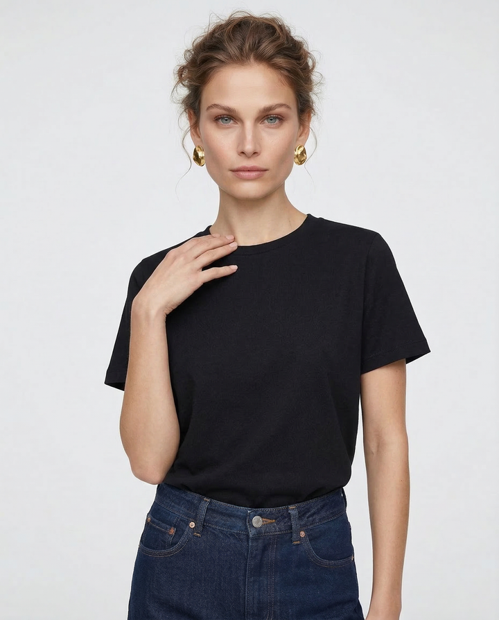 Morgan & Brooke | White Relaxed Fit Crew Neck Cotton T-Shirt