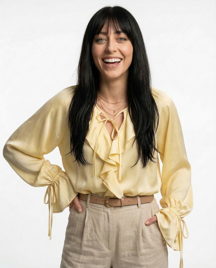 Morgan & Brooke | Ruffled Satin Blouse