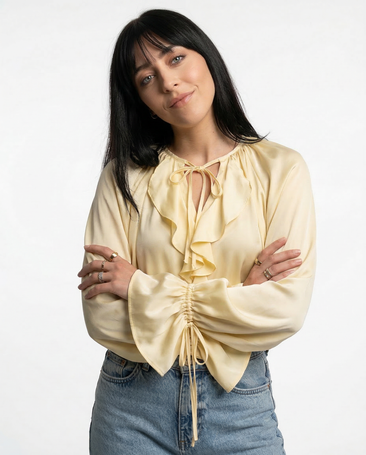 Morgan & Brooke | Ruffled Satin Blouse