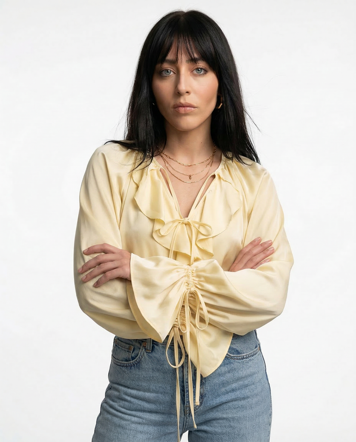 Morgan & Brooke | Ruffled Satin Blouse
