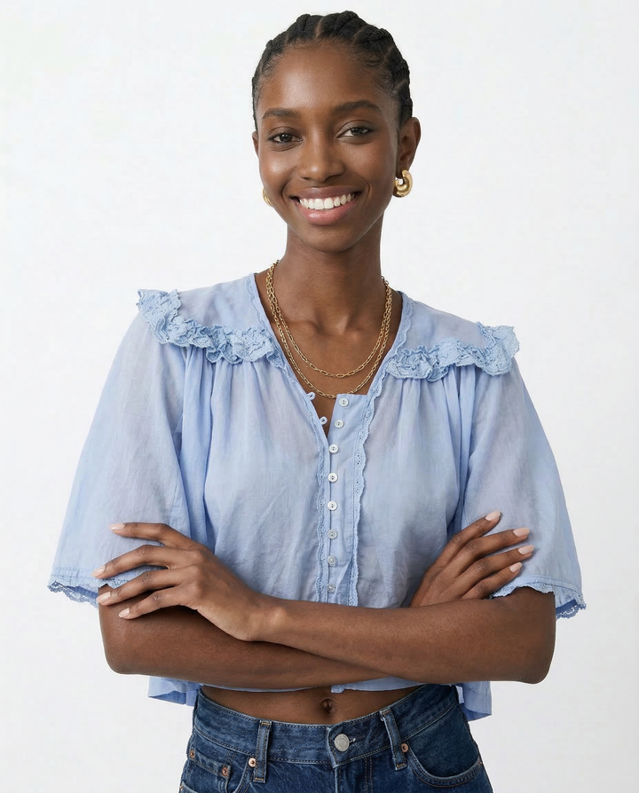 Morgan & Brooke | Ivory Ruffle Silk Blouse
