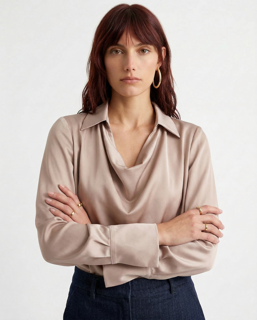 Morgan & Brooke | Long-Sleeve Tailored Silk Shirt