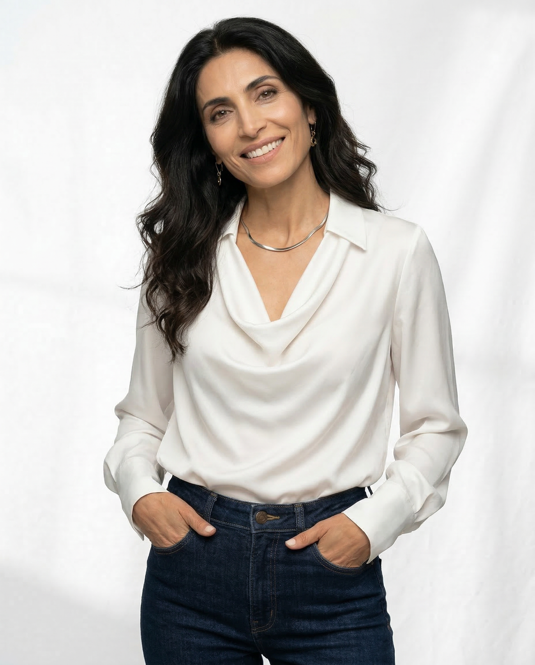 Morgan & Brooke | Long-Sleeve Tailored Silk Shirt