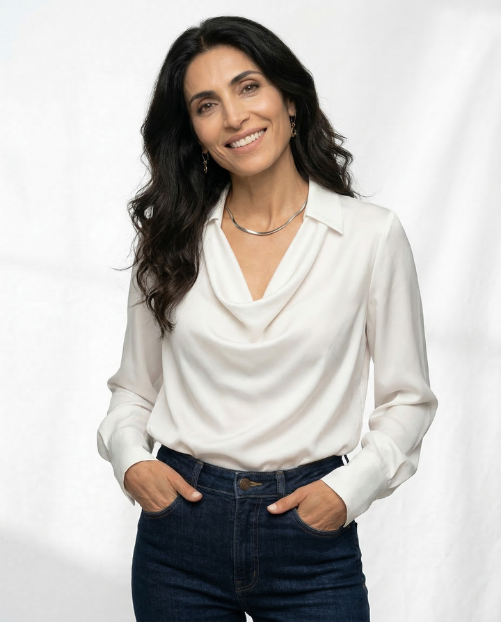 Morgan & Brooke | Long-Sleeve Tailored Silk Shirt