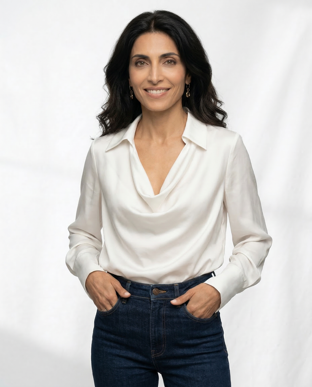 Morgan & Brooke | Long-Sleeve Tailored Silk Shirt
