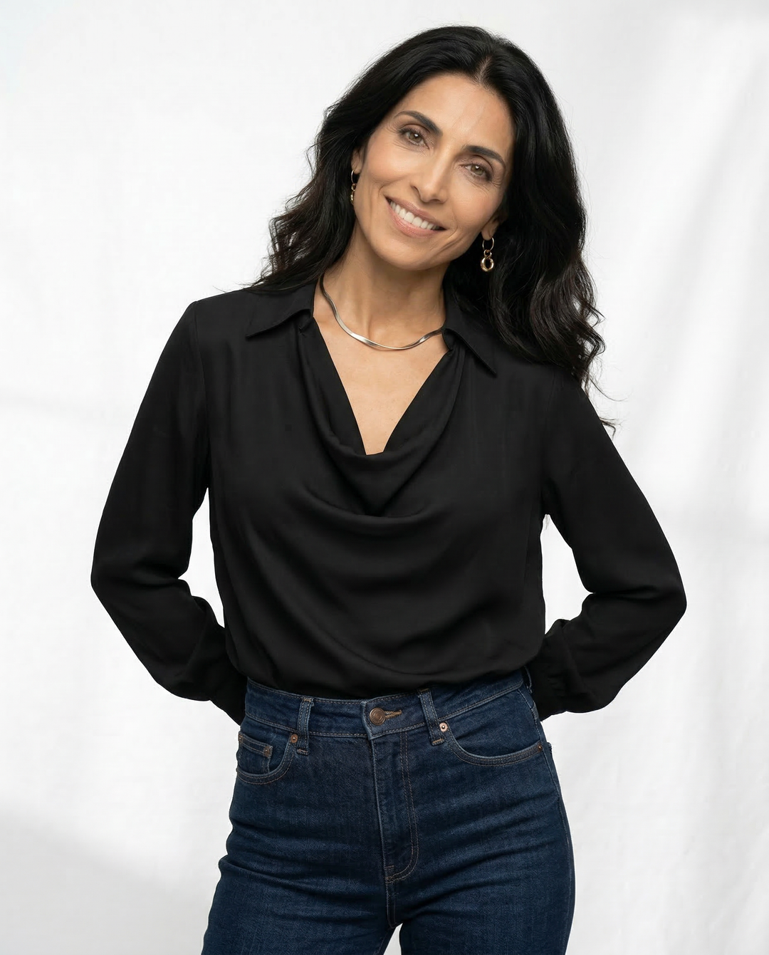 Morgan & Brooke | Long-Sleeve Tailored Silk Shirt