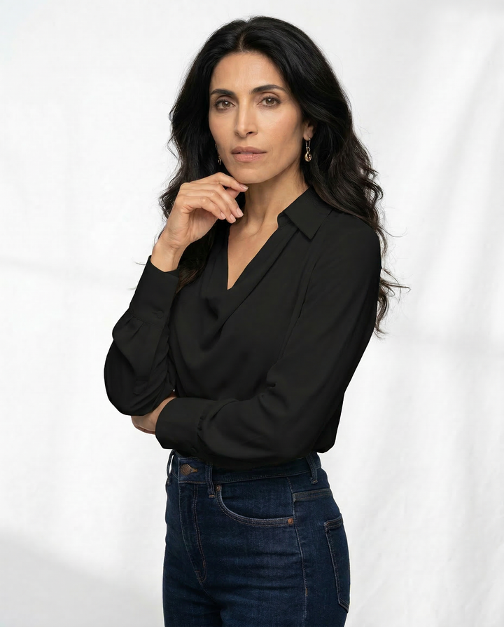 Morgan & Brooke | Long-Sleeve Tailored Silk Shirt