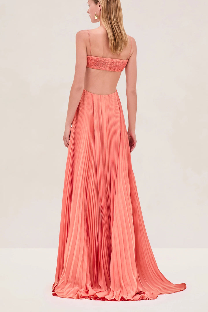 Morgan & Brooke | Coral Cutout Plisse Maxi Dress