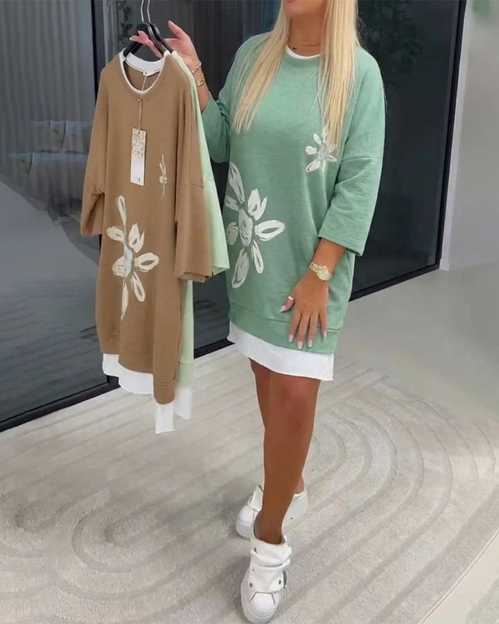 Morgan & Brooke | White Relaxed-Fit Knee-Length Cotton Dress