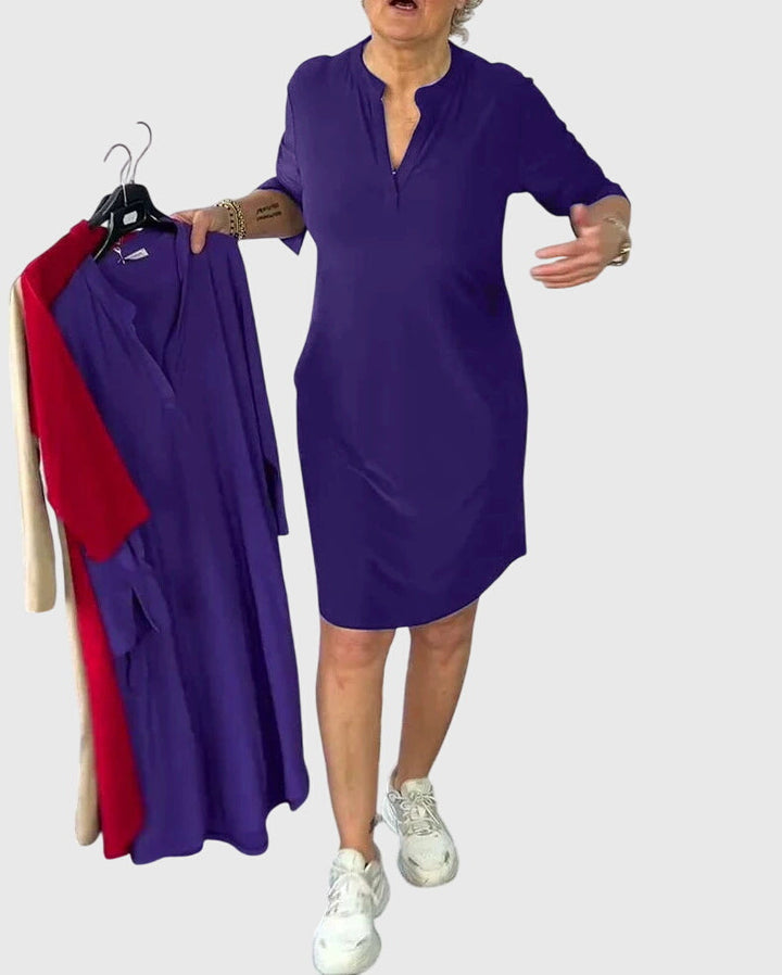 Morgan and Brooke | | Solid V-Neck Dress