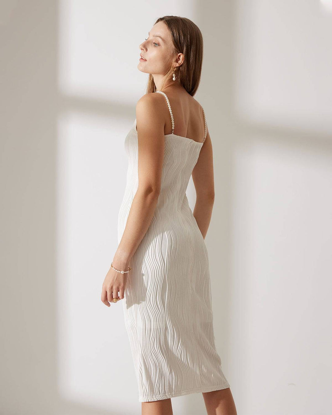Morgan and Brooke | Textured Cami Dress for Women in Water Ripple Design