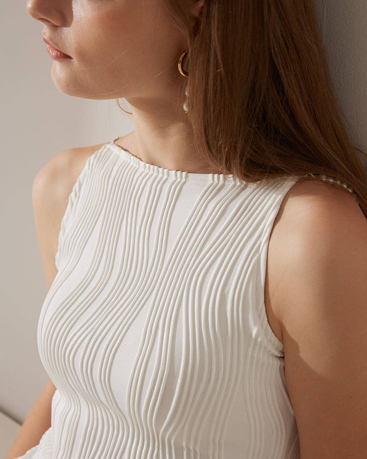 Morgan and Brooke | Textured Cami Dress for Women in Water Ripple Design