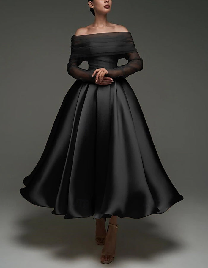 Morgan & Brooke | Pink Satin Strapless A-Line Shawl Dress