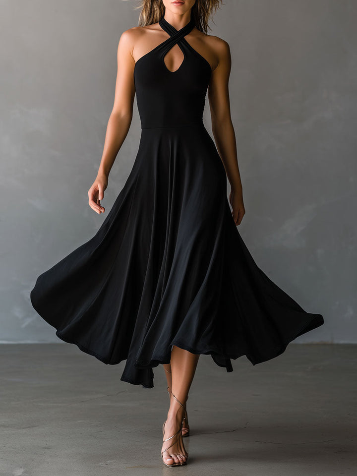 Morgan & Brooke | Black Halter Neck Evening Dress