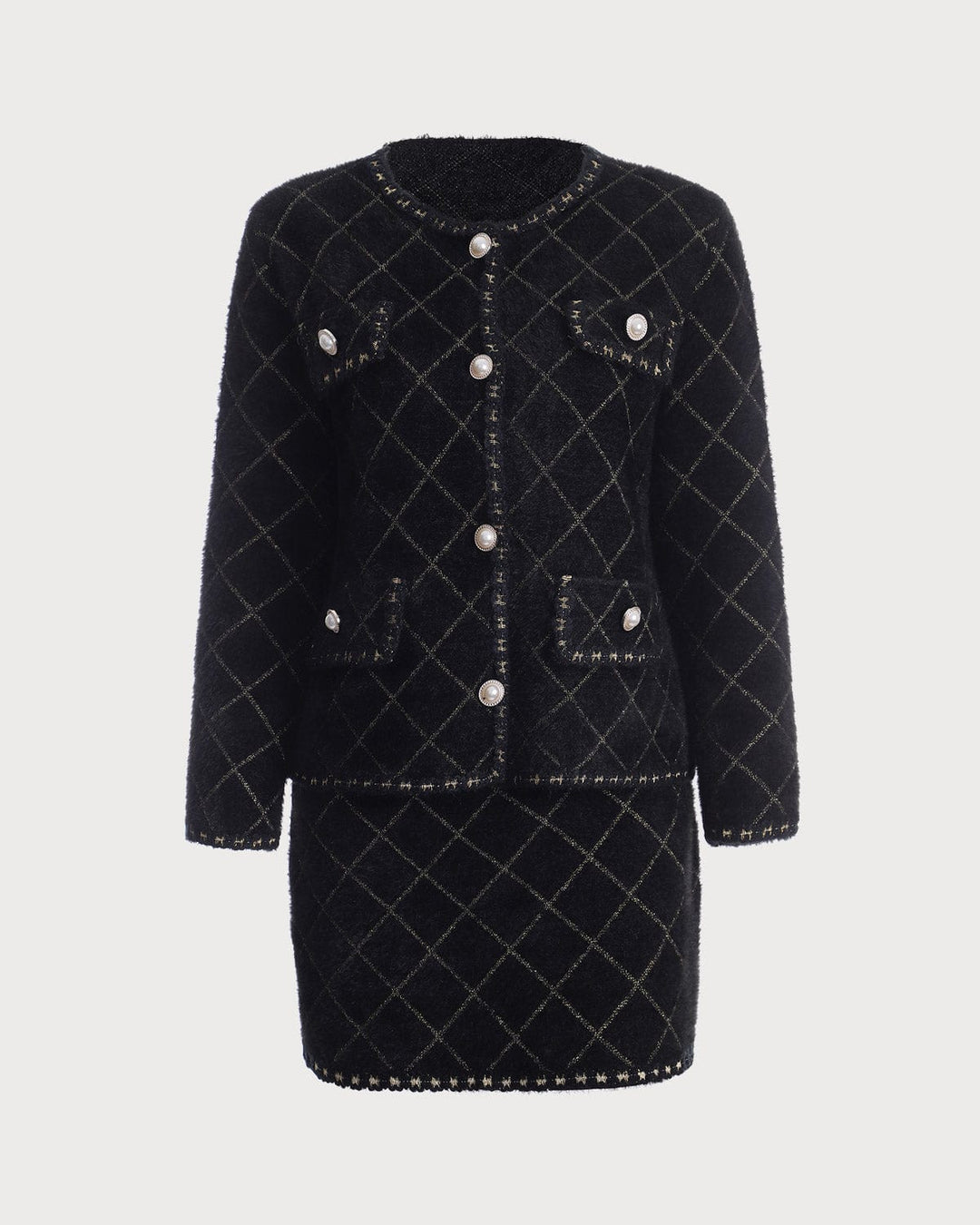 Morgan and Brooke | Argyle Cardigan and Mini Skirt Set