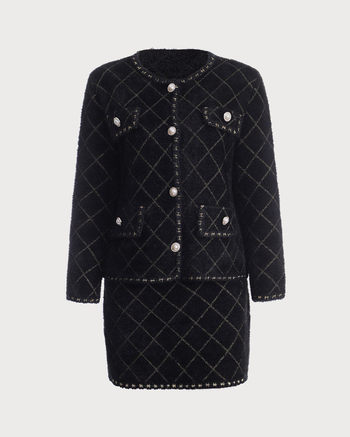 Morgan and Brooke | Argyle Cardigan and Mini Skirt Set