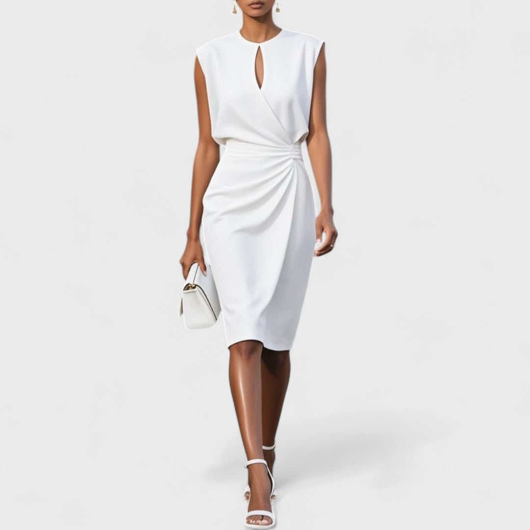 Morgan & Brooke | Ivory Bias-Cut Midi Satin Dress