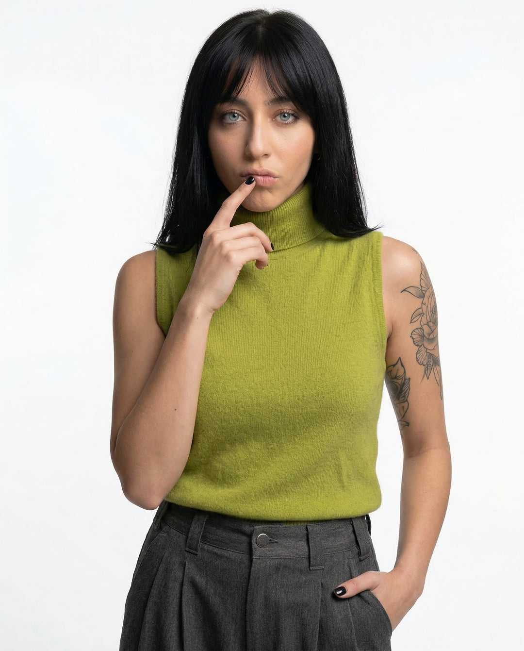 Morgan & Brooke | High-Neck Ribbed Knit Vest