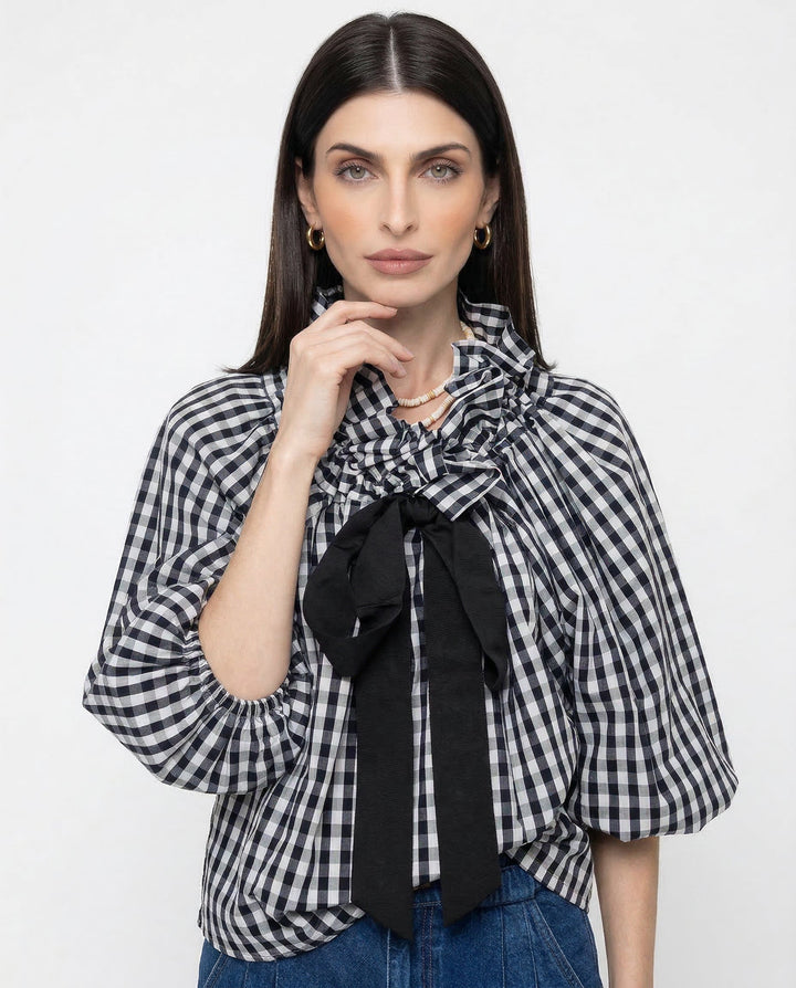 Morgan & Brooke | Puffed-Sleeve Cotton Blouse