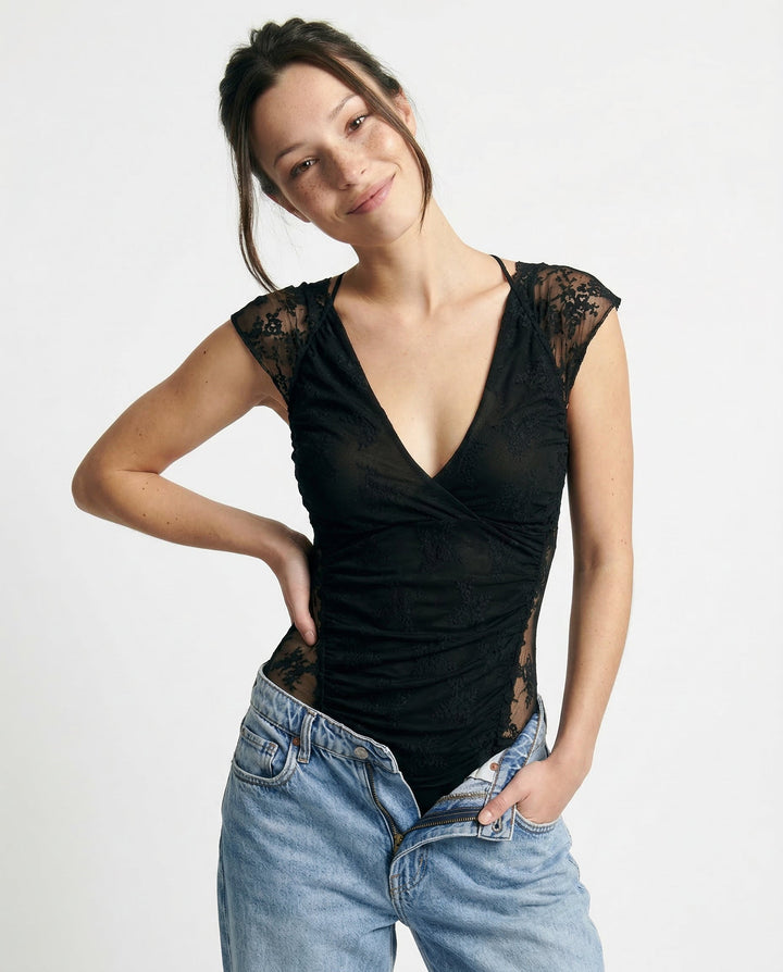 Morgan & Brooke | Green Sheer Mesh Top