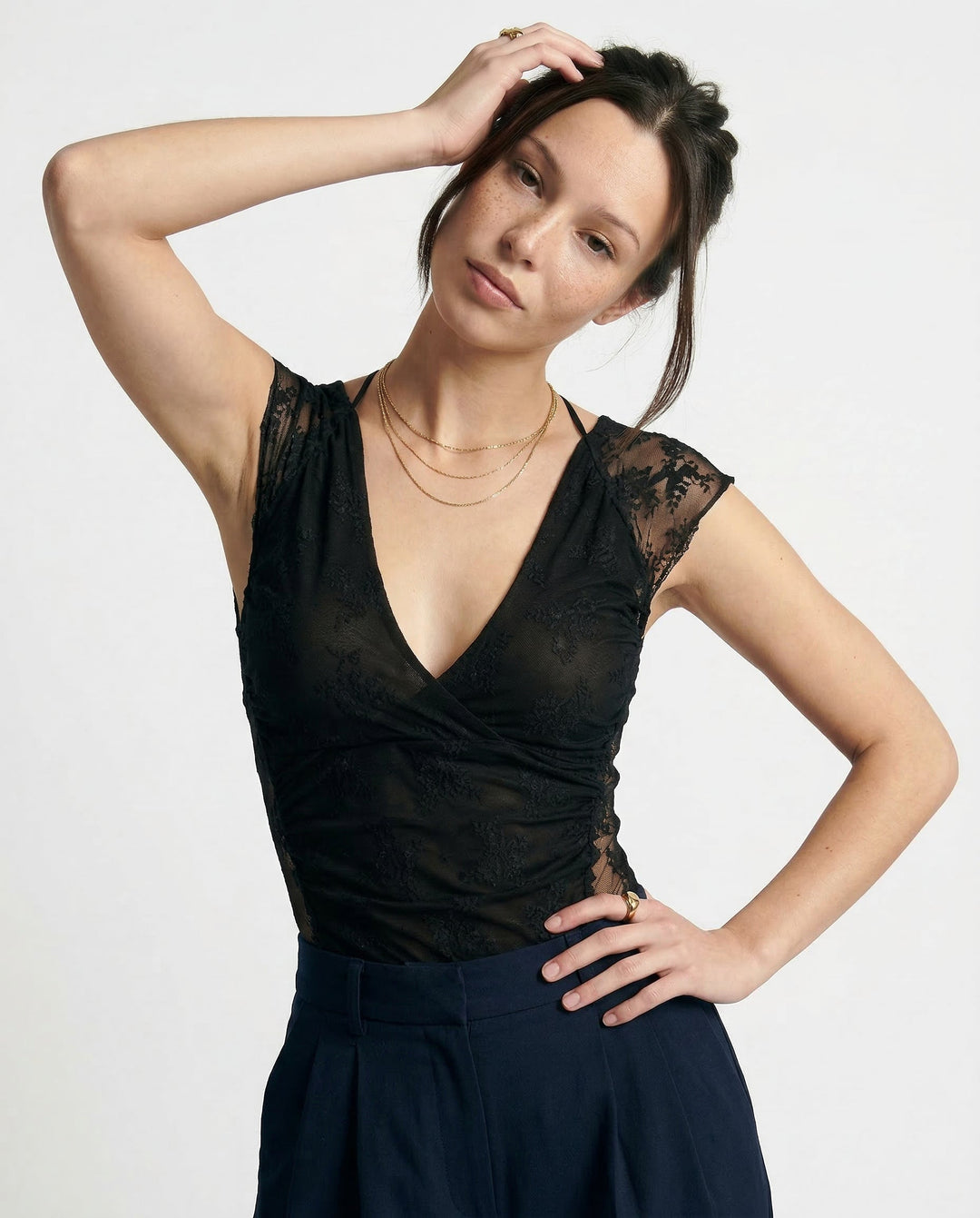 Morgan & Brooke | Green Sheer Mesh Top
