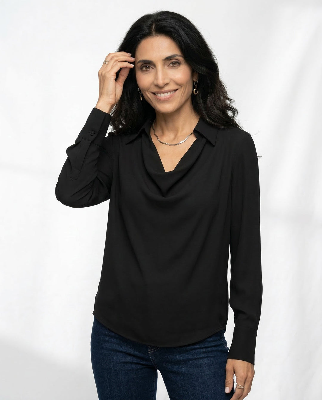 Morgan & Brooke | Long-Sleeve Tailored Silk Shirt