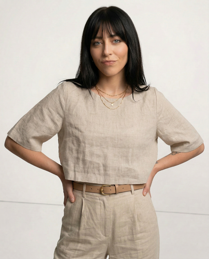 Morgan & Brooke | Boxy Cropped Linen Top