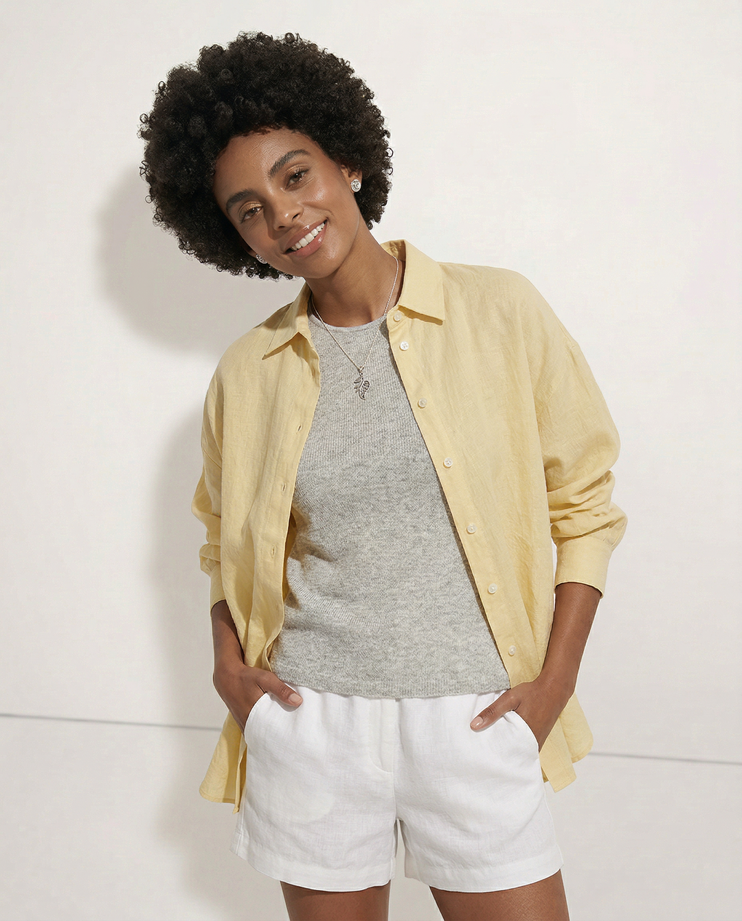 Morgan & Brooke | Slit-Hem Linen Shirt