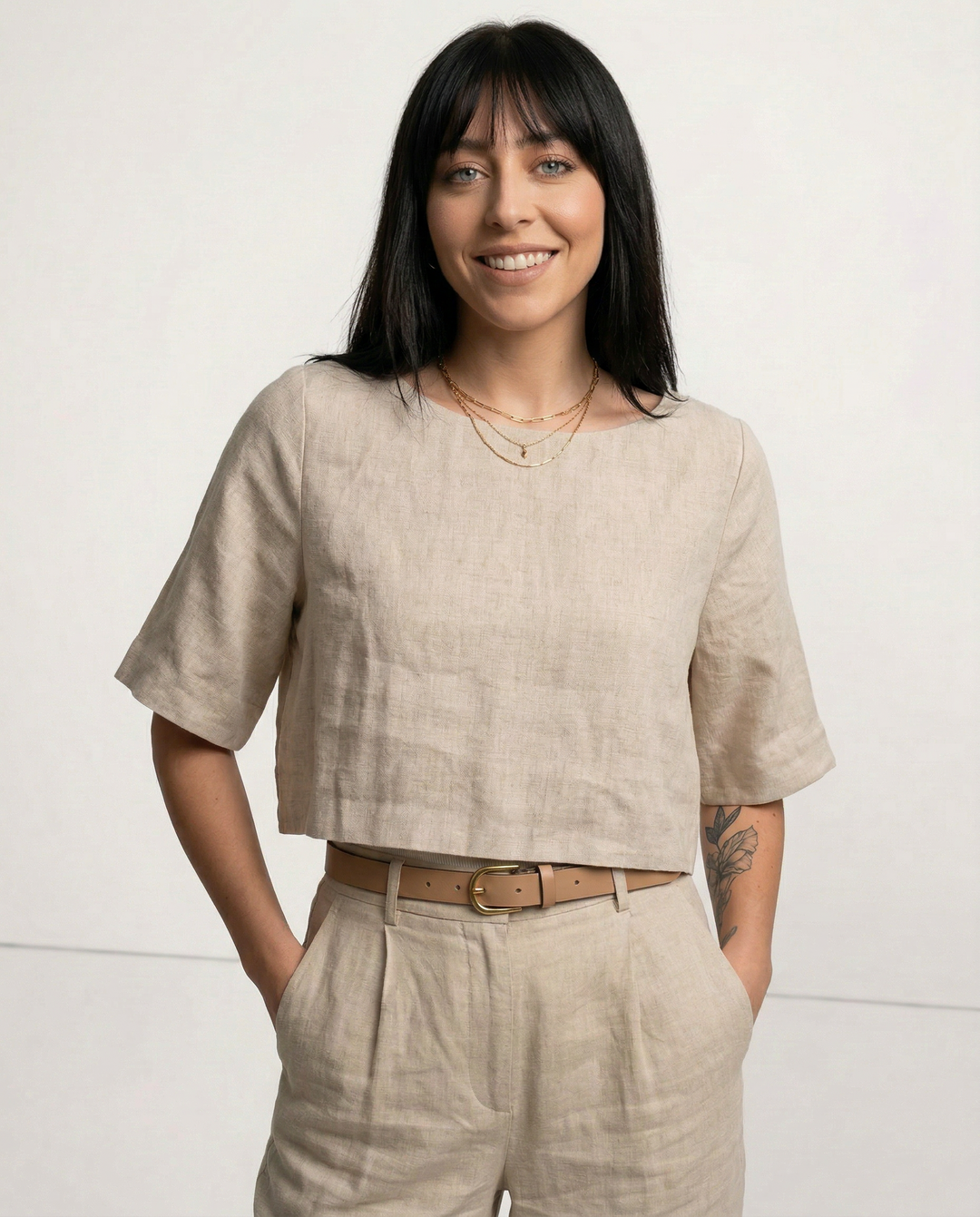Morgan & Brooke | Boxy Cropped Linen Top