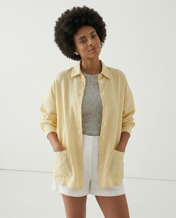 Morgan & Brooke | Slit-Hem Linen Shirt