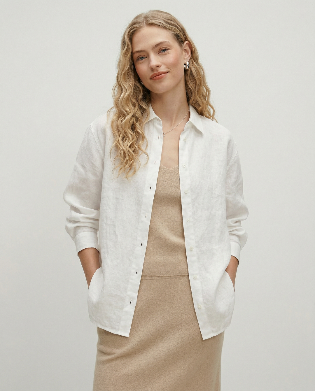 Morgan & Brooke | Slit-Hem Linen Shirt