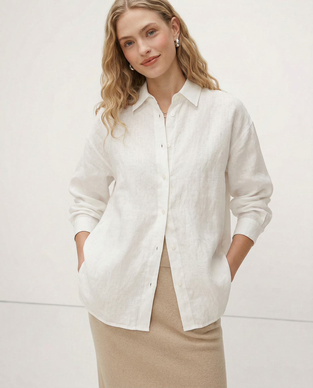 Morgan & Brooke | Slit-Hem Linen Shirt