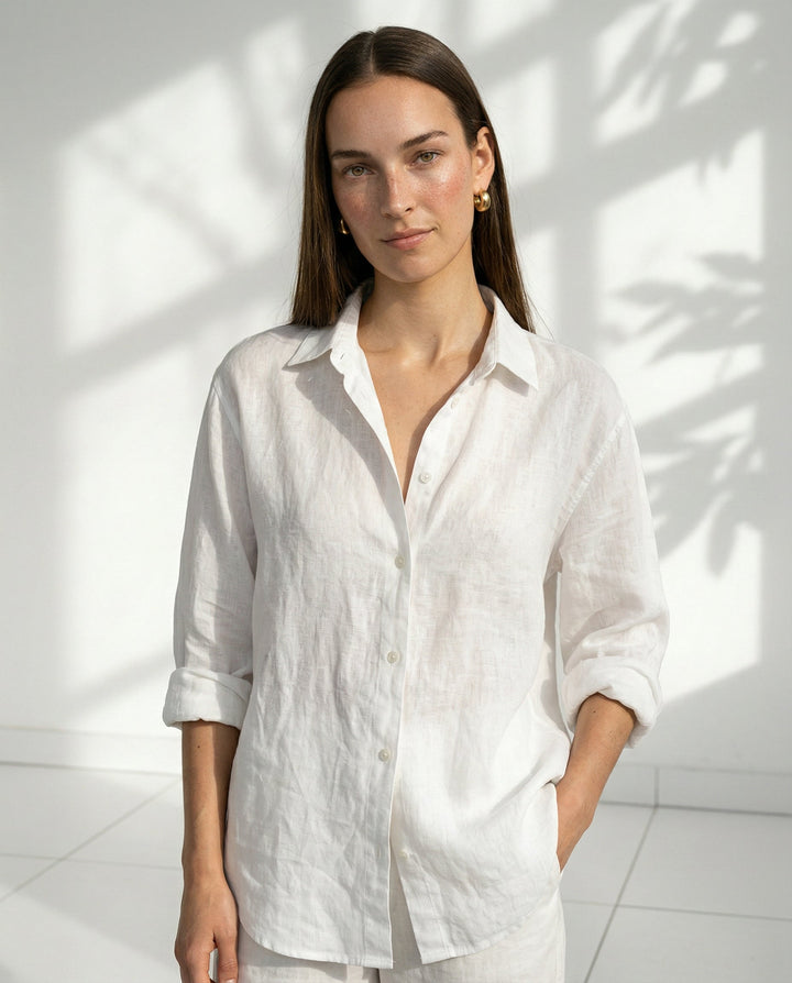 Morgan & Brooke | Open-Collar Linen Shirt