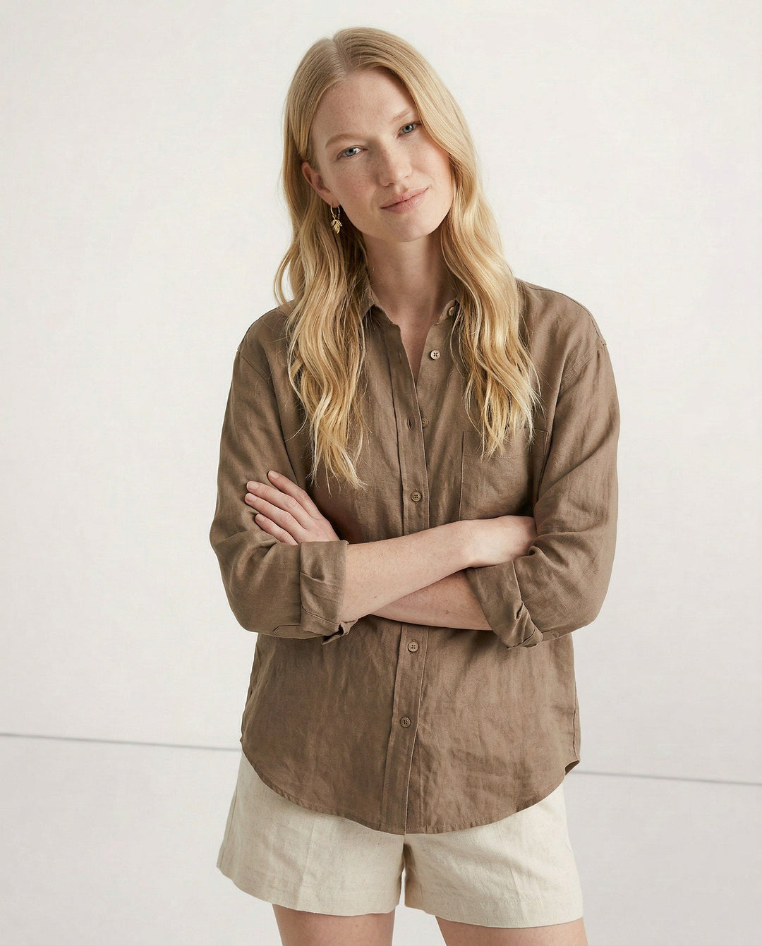 Morgan & Brooke | Open-Collar Linen Shirt
