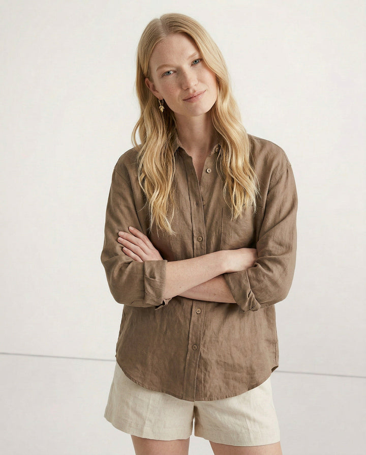 Morgan & Brooke | Open-Collar Linen Shirt