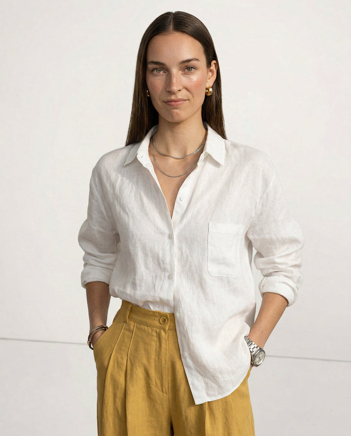 Morgan & Brooke | Open-Collar Linen Shirt
