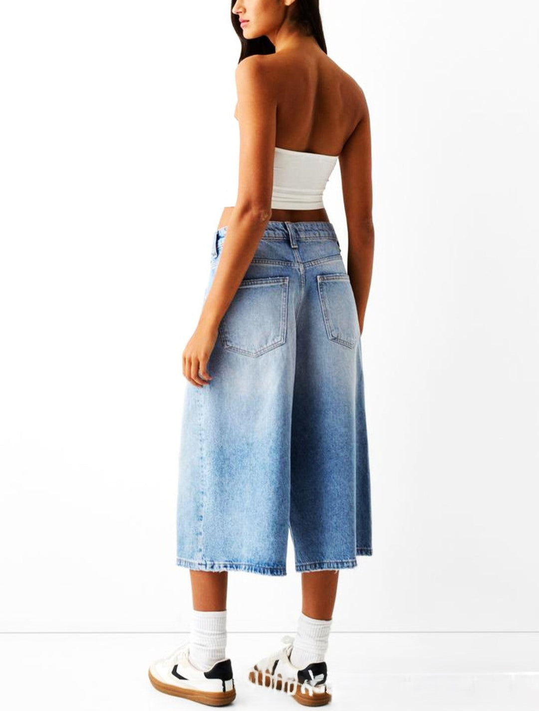 Morgan & Brooke | High-Waist Relaxed-Fit Denim Bermuda Shorts