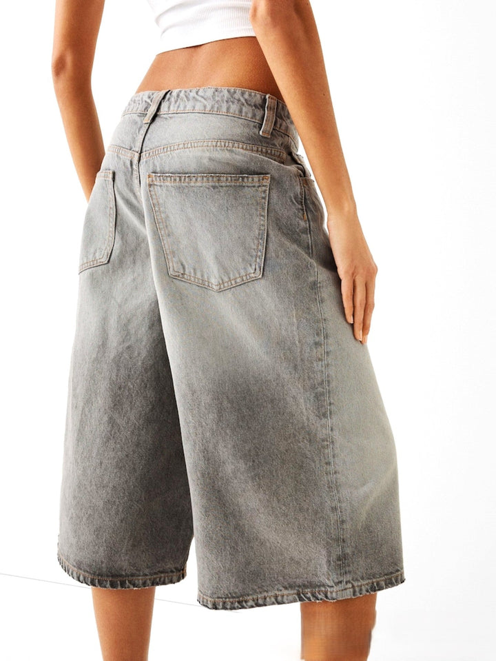 Morgan & Brooke | High-Waist Relaxed-Fit Denim Bermuda Shorts