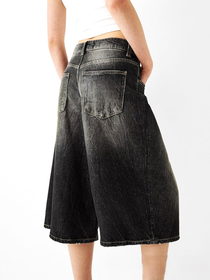Morgan & Brooke | High-Waist Relaxed-Fit Denim Bermuda Shorts