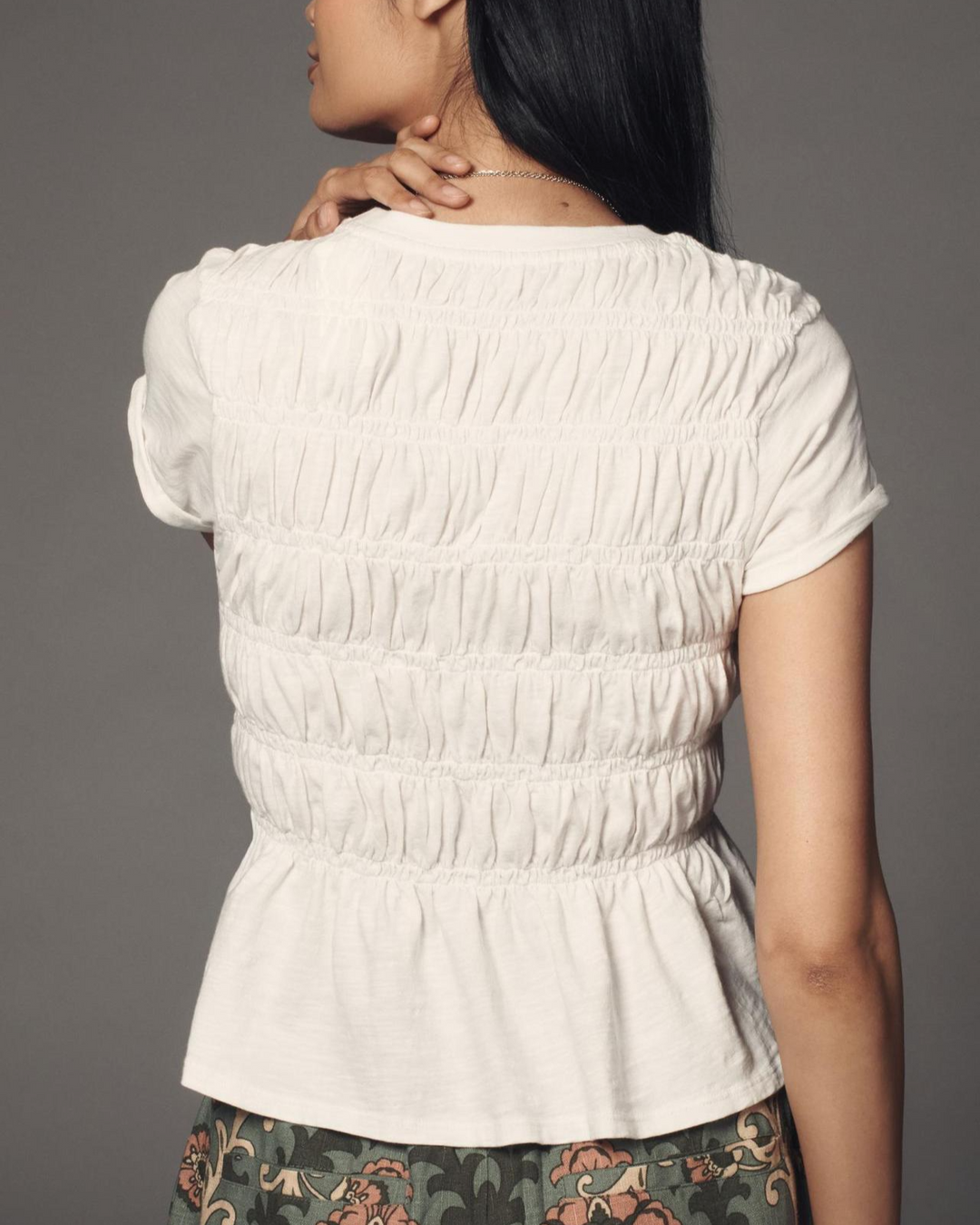 Morgan & Brooke | Ivory Ruffle-Trimmed Cotton Top