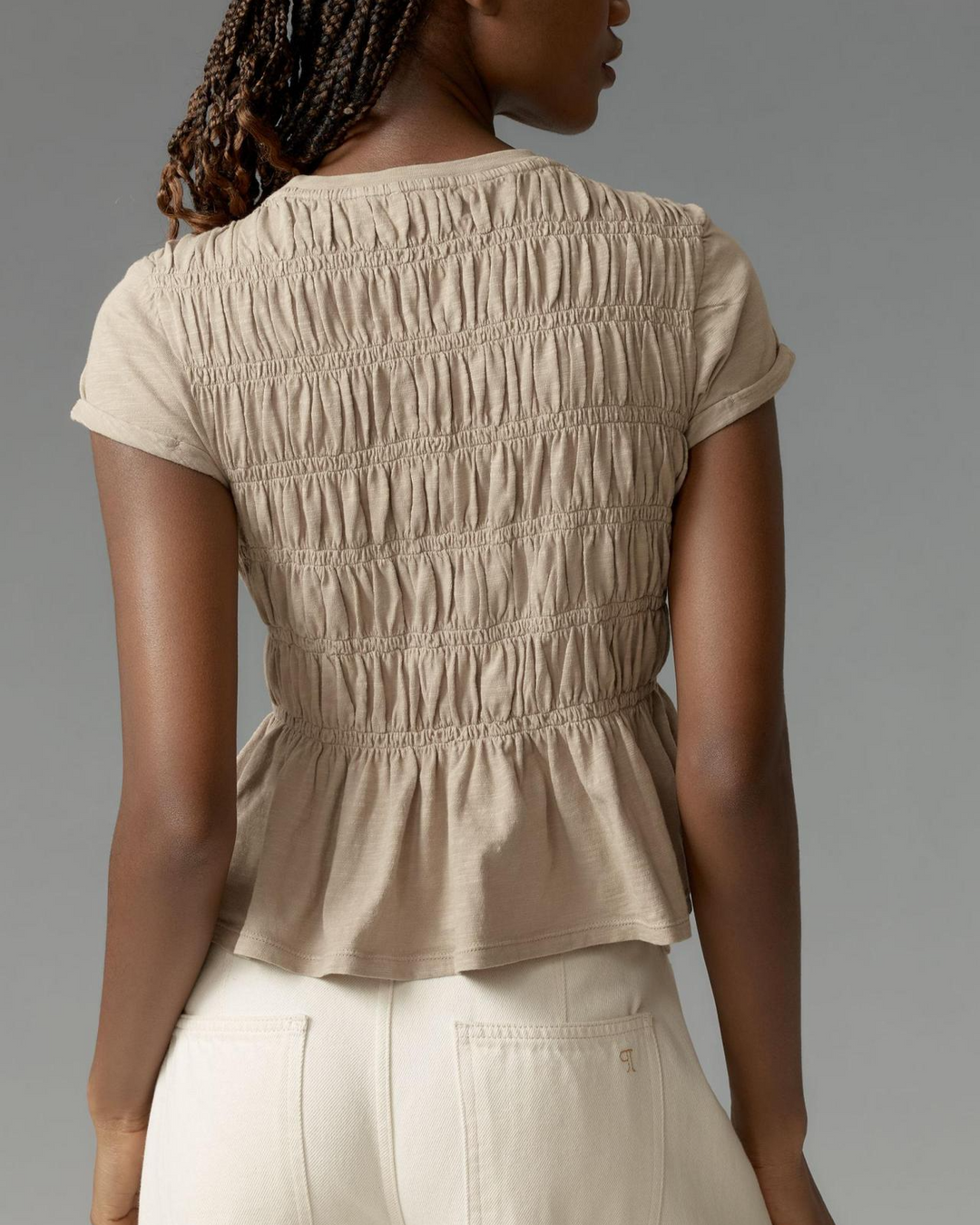 Morgan & Brooke | Ivory Ruffle-Trimmed Cotton Top