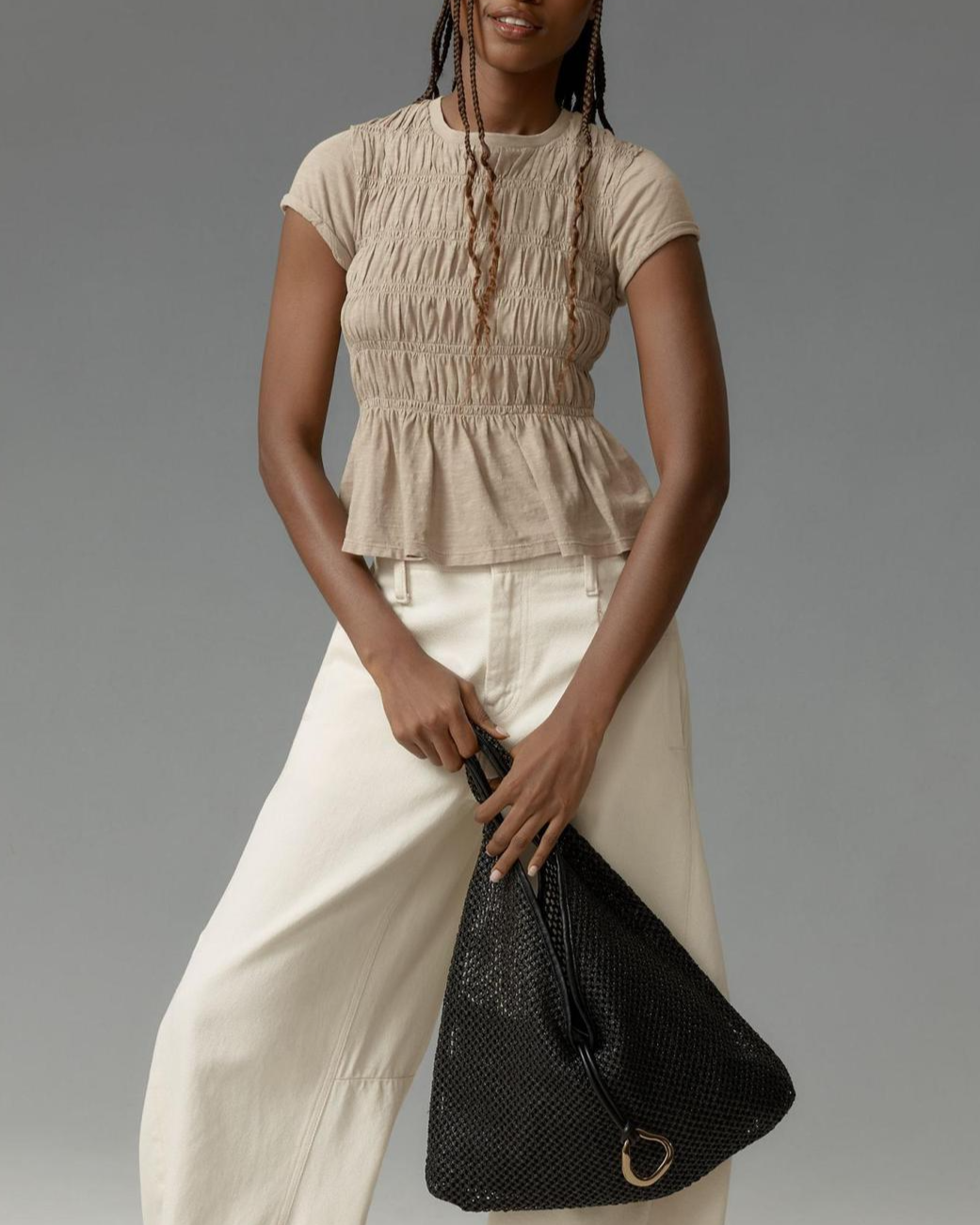 Morgan & Brooke | Ivory Ruffle-Trimmed Cotton Top