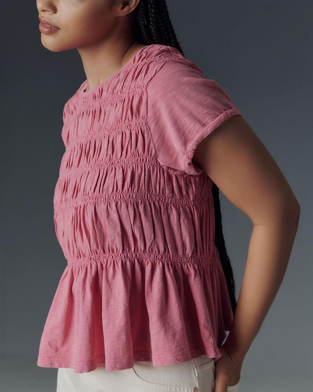 Morgan & Brooke | Ivory Ruffle-Trimmed Cotton Top