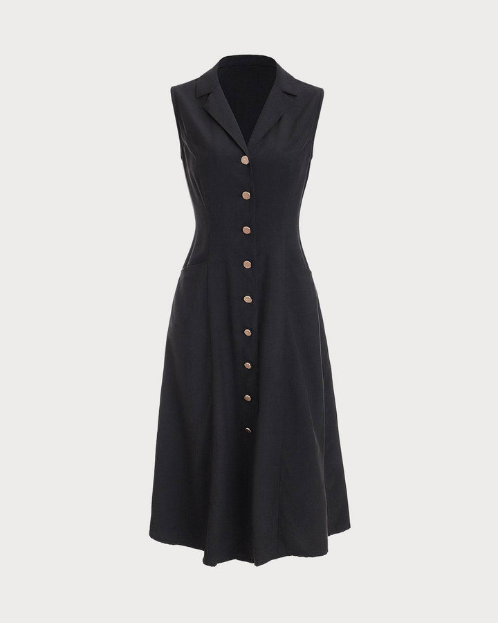 Morgan and Brooke | Black V-Neck Tunic Midi Dress