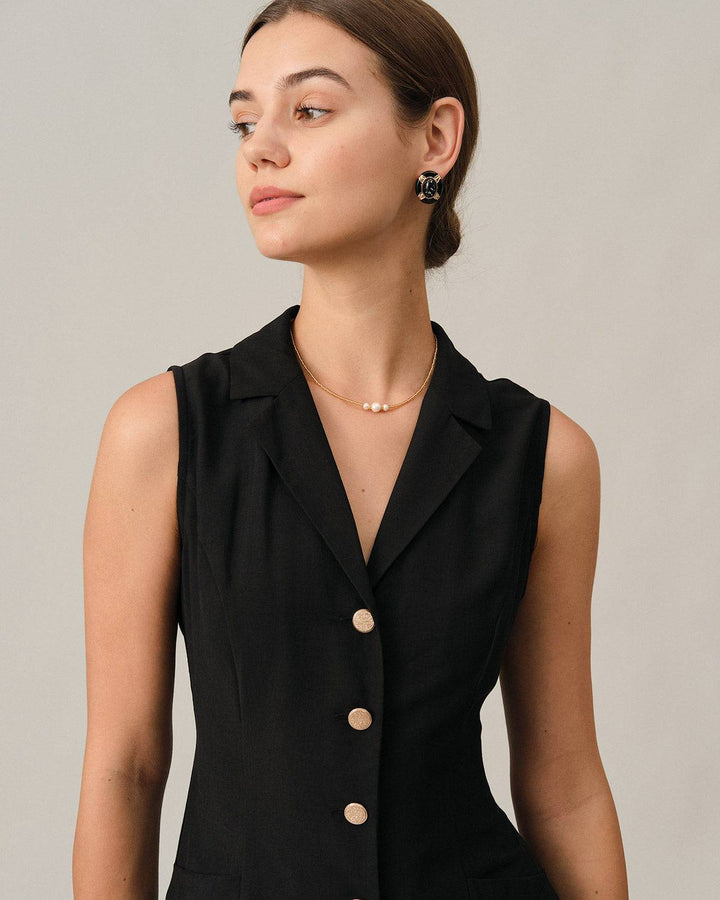 Morgan and Brooke | Black V-Neck Tunic Midi Dress