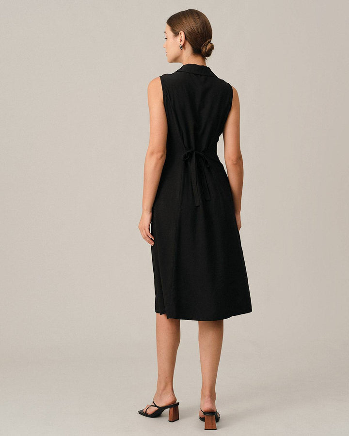 Morgan and Brooke | Black V-Neck Tunic Midi Dress