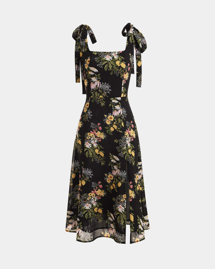 Morgan and Brooke | Floral Midi Dress for Women in Black