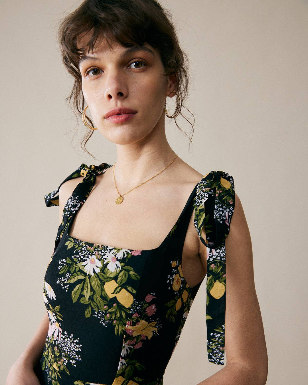 Morgan and Brooke | Floral Midi Dress for Women in Black