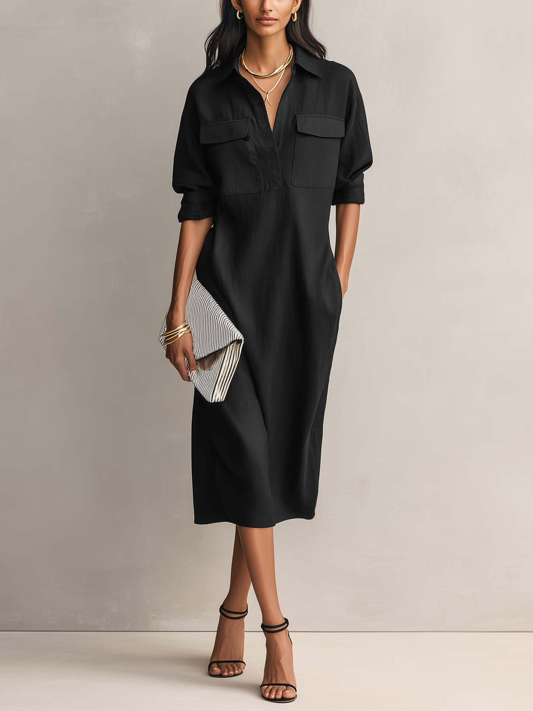 Morgan & Brooke | Black Linen Evening Dress